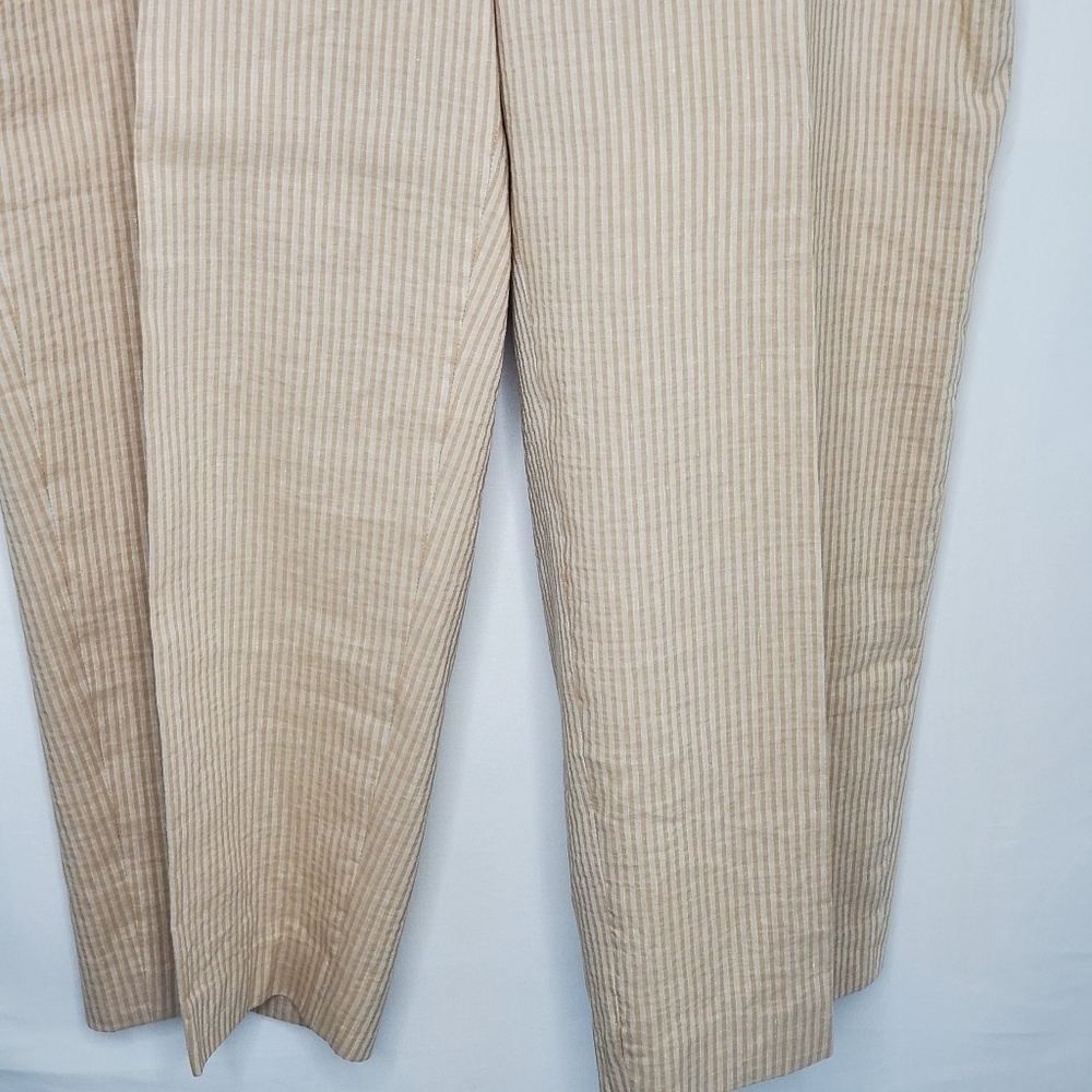 NEW Linen Cotton Striped Plus Size Pants Size 16W Kasper Ankle Trousers Office - Picture 3 of 12